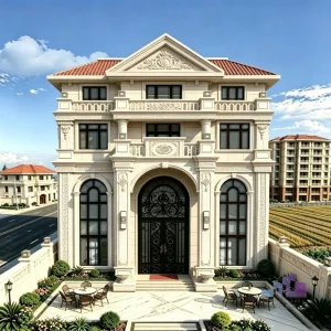 福建豪华四层欧式自建别墅带中庭外墙真石漆效果